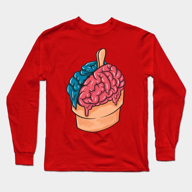 ice-cream brain illustration Long Sleeve T-Shirt by Mako Design 